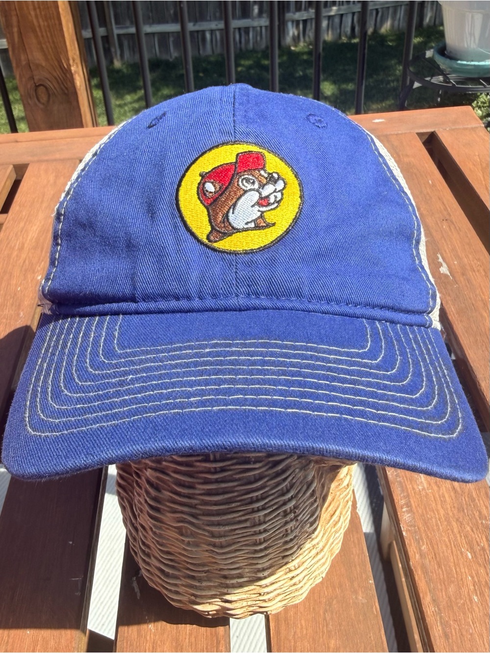Buc-ees Blue Trucker with Embroidered Mascot Patch
